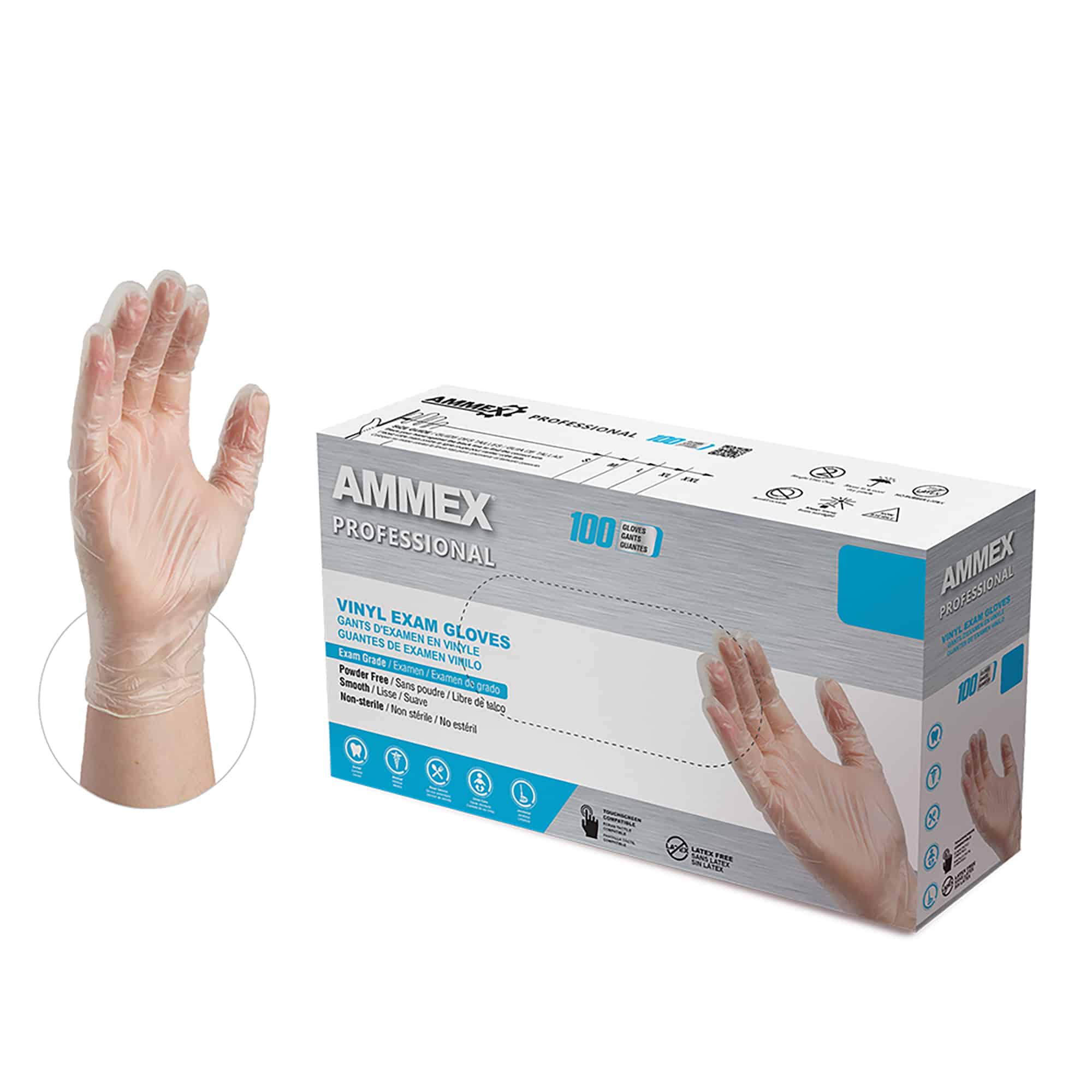 Clear Vinyl Exam medical grade clear vinyl exam gloves.