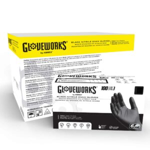 Case and Box of Black Nitrile Exam Gloves