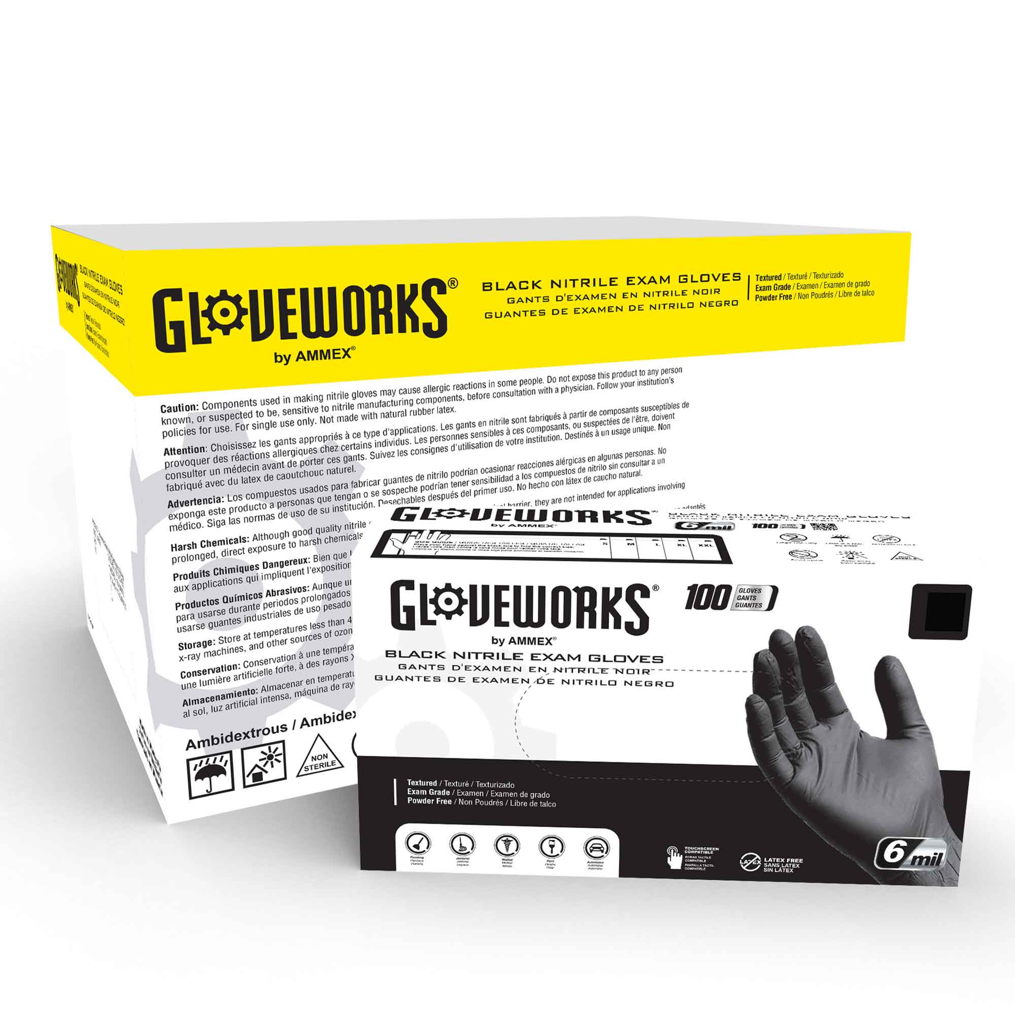 Black Nitrile Exam Gloves - Powder Free